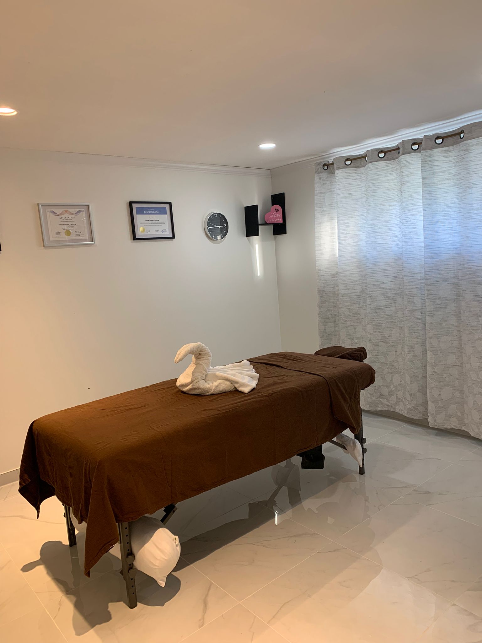 Professional massage table in a serene treatment room